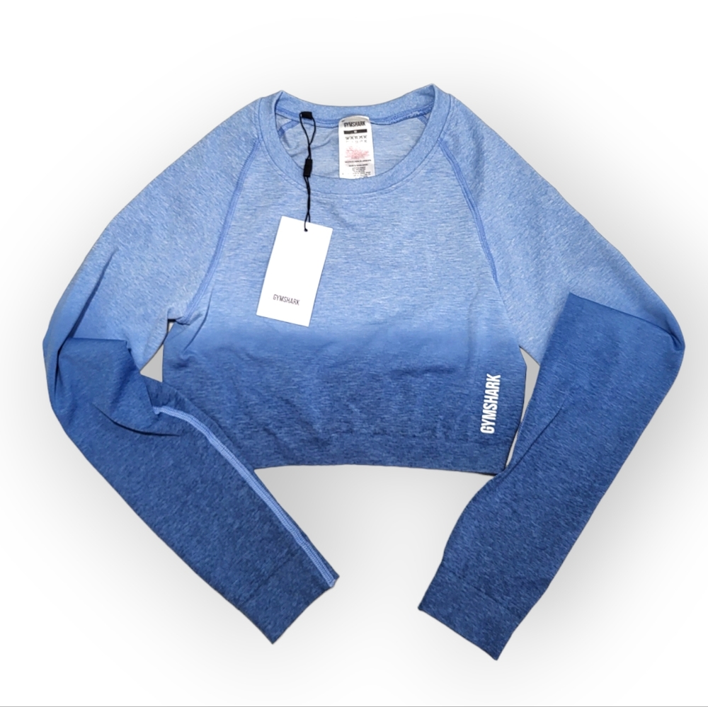 GYMSHARK Adapt Ombre Crop Top Powder Blue / Luna Blue Medium